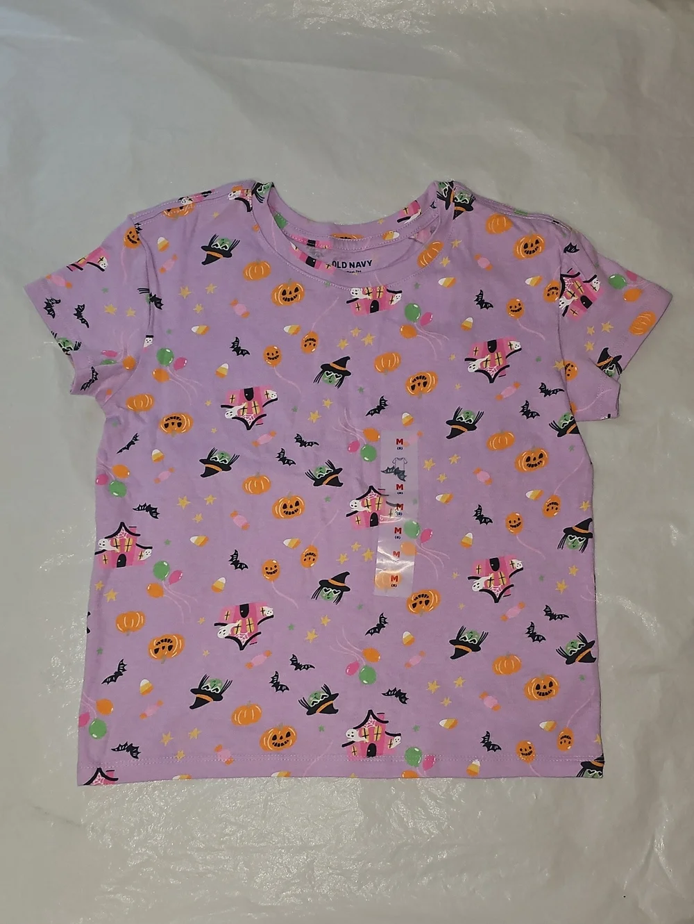 Old Navy Printed Softest Short-Sleeve T-Shirt Girl Medium 8 Halloween Themed New